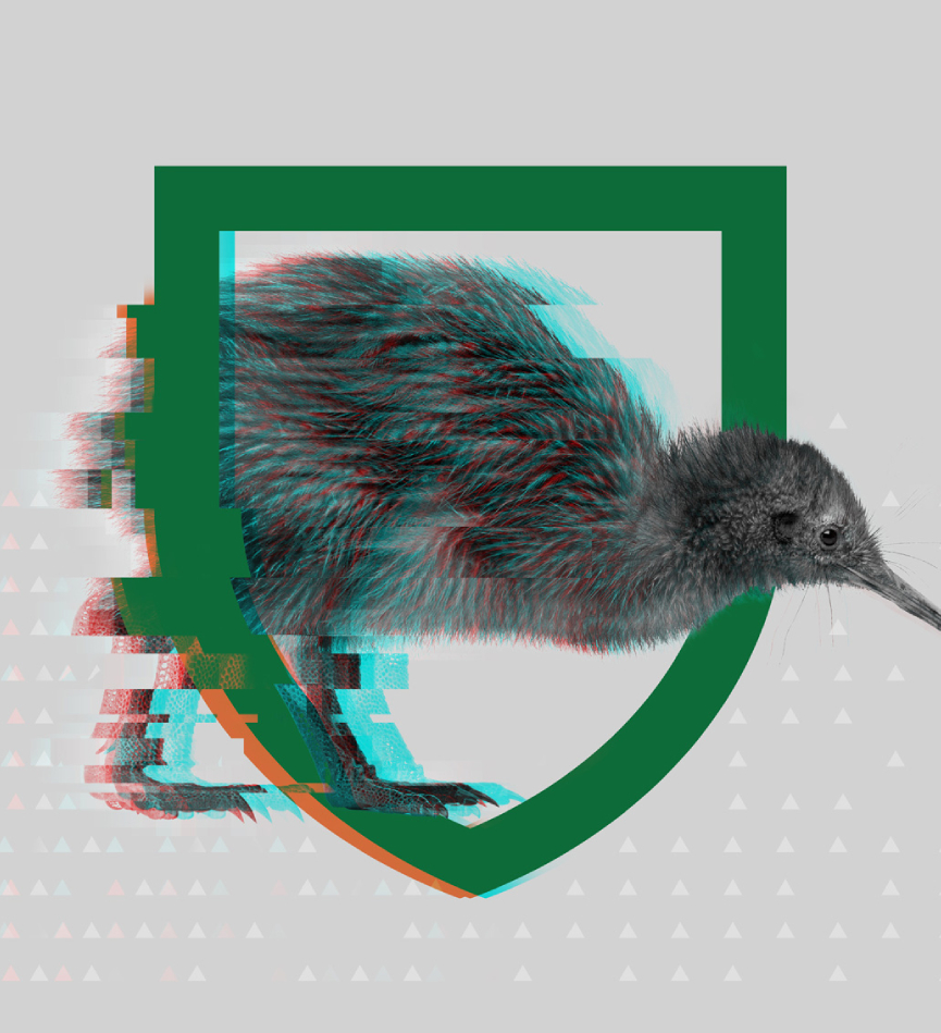 Image of kiwi in a shield